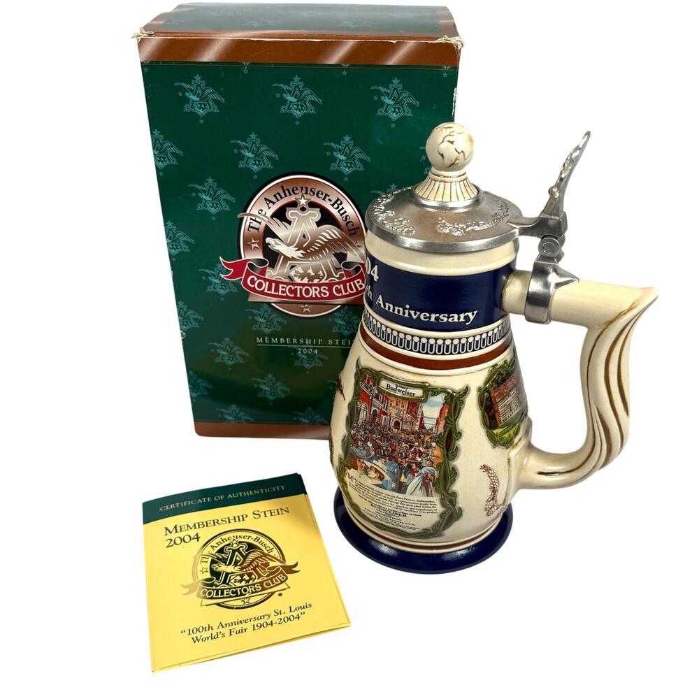 Anheuser-Busch Collectors Club Membership Stein 2004 w/Box & Certificate